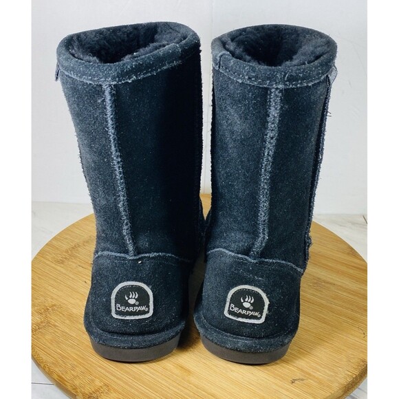 Bearpaw 608W Emma Short Black Boots Suede Sheepskin Womens Boots Size 7 - Picture 4 of 6